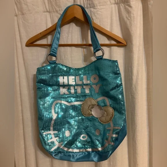 Sanrio HELLO KITTY Turquoise Blue Sequin Bag - Picture 2 of 9